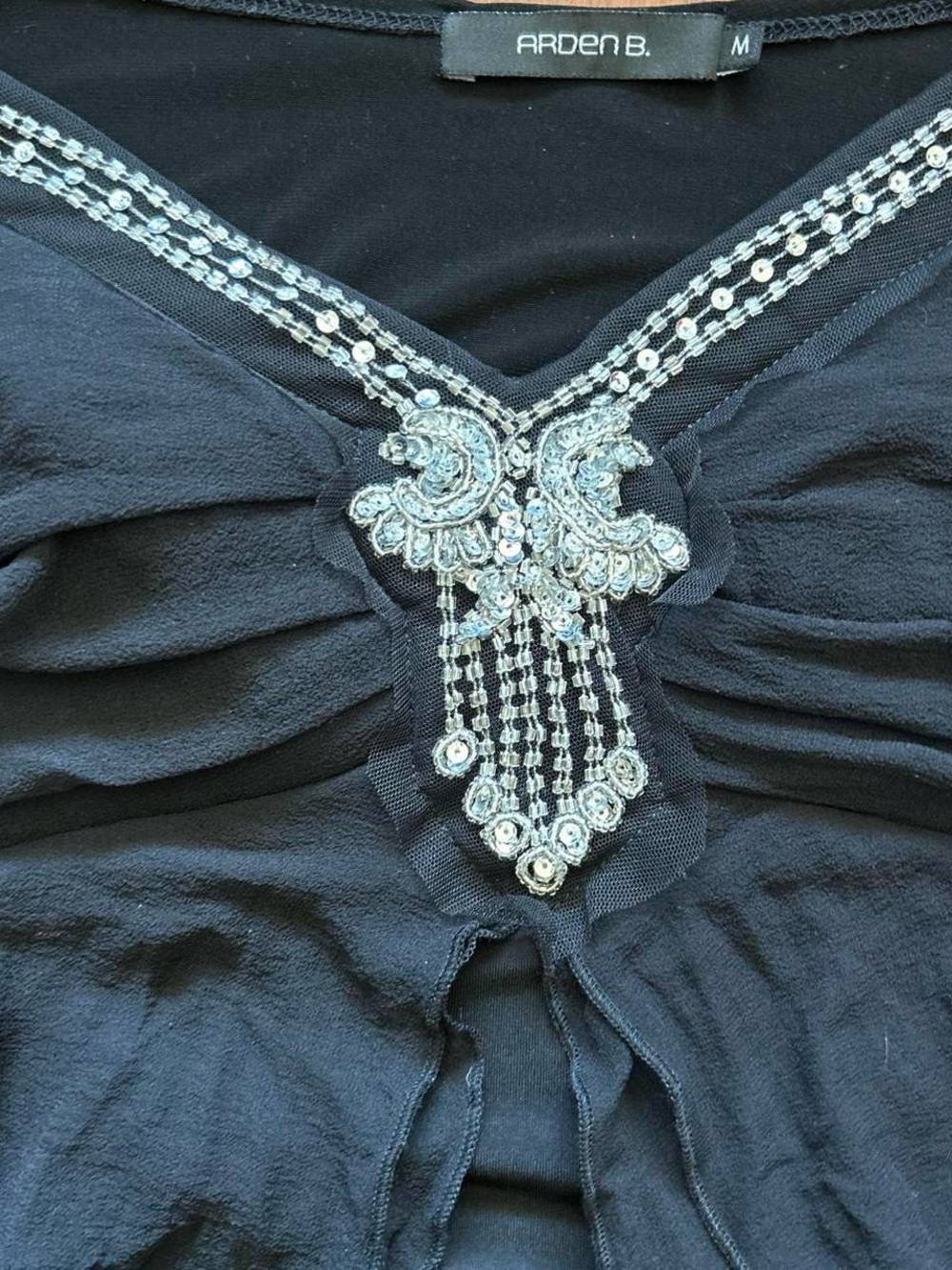Vintage Arden B. Rhinestone Ruffle Top - Picture 3 of 7